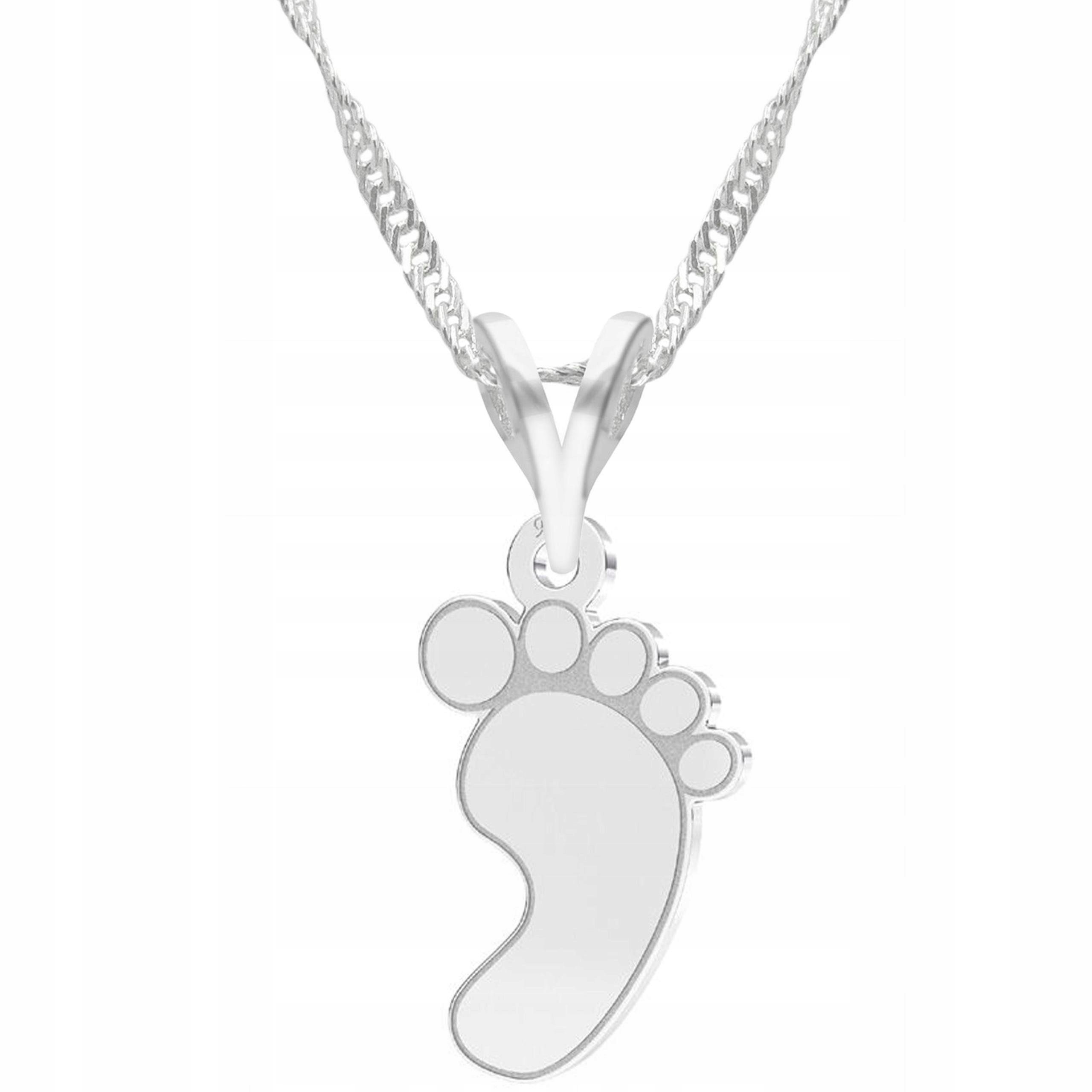 Stříbrný náhrdelník Dětská noha Dětská plíšek Nohy Stříbro 925