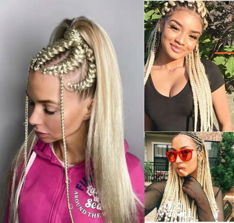 WŁOSY SYNTETYCZNE DO WARKOCZY KOLOROWE WARKOCZYKI DREDY PASEMKA BLOND 60 CM Marka Satis