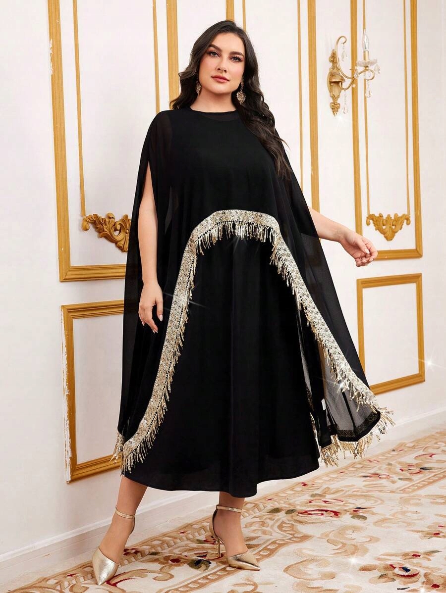 Šaty V Arabském Stylu S Černou Pláštěnkou Shein 5XL 50