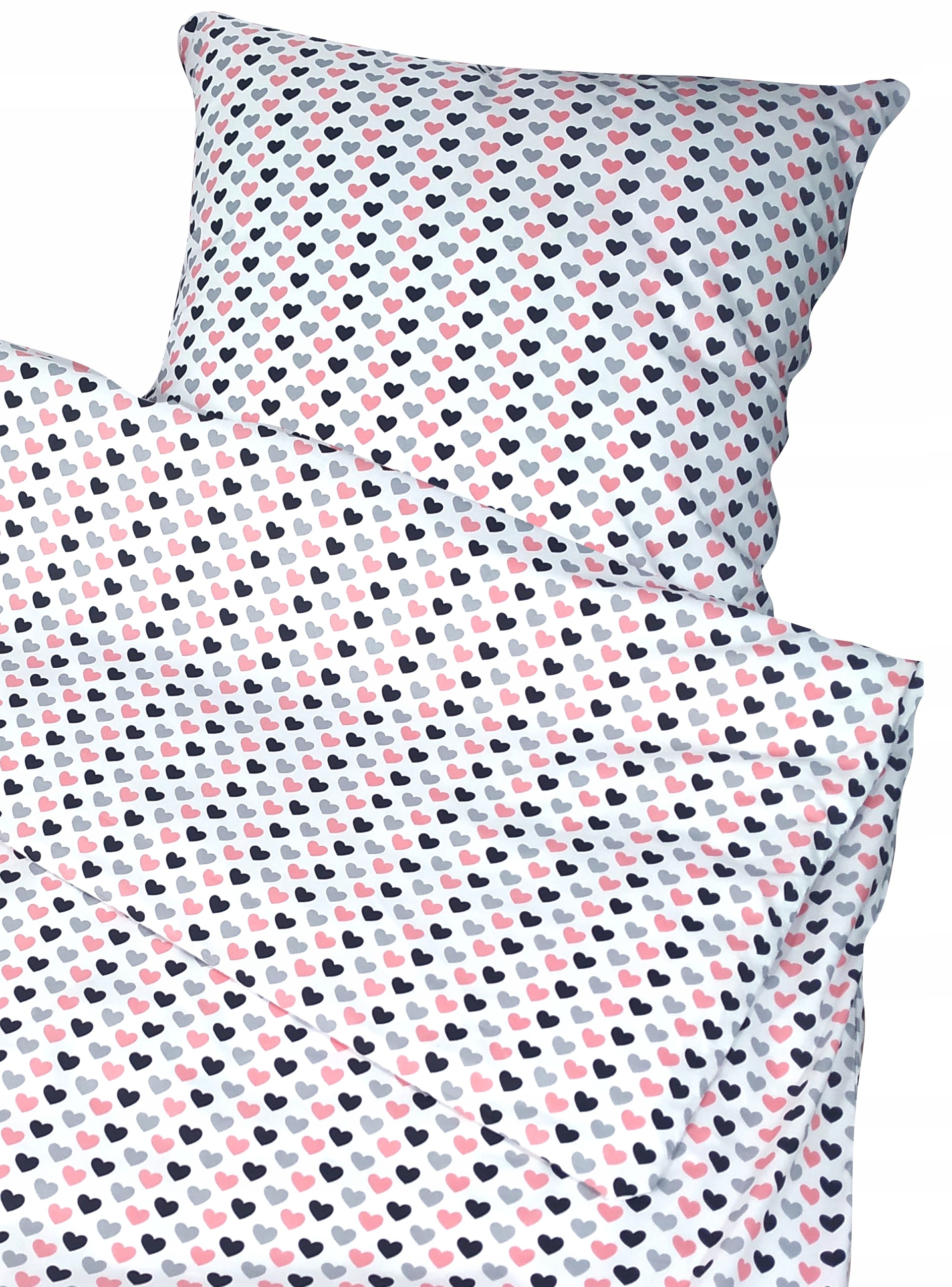 

Pościel 135x200 Bawełna 100% Serca Szare Róż Czerń