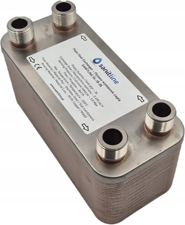 Výměník Tepla 26 Deskový Sanitline SL-18-26 Výkon 35 kW Přípojka 4x 3/4"