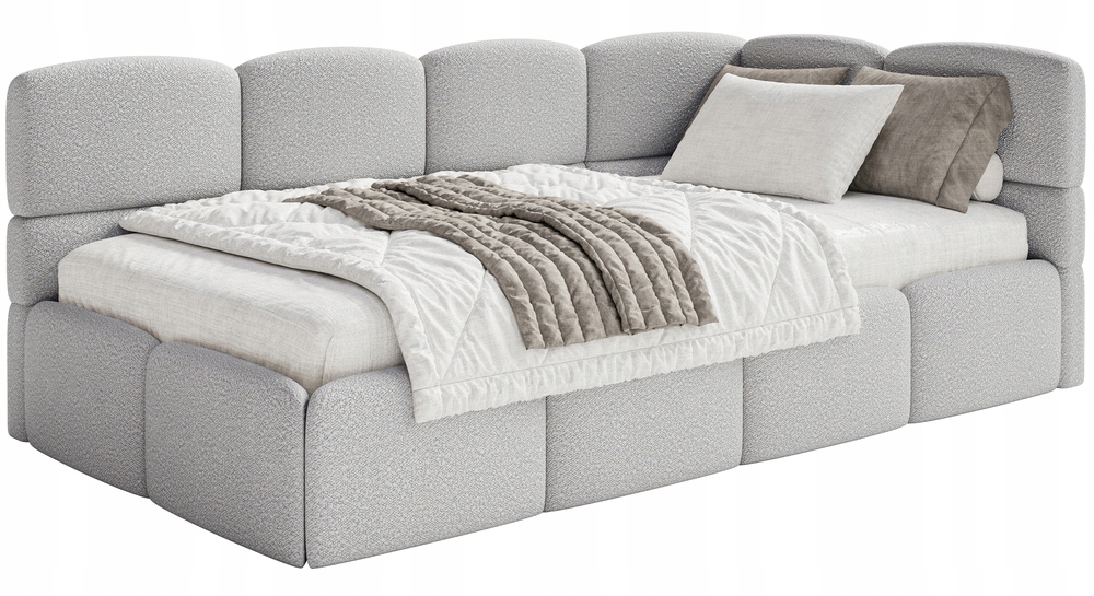 Postel pro mláděž 120x200 cm Cloudy světle šedá boucle matrace pravá