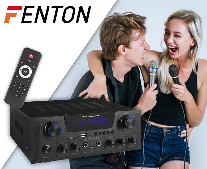 Wzmacniacz HIFI Fenton karaoke 2x300W USB FM BT Funkcje tuner FM