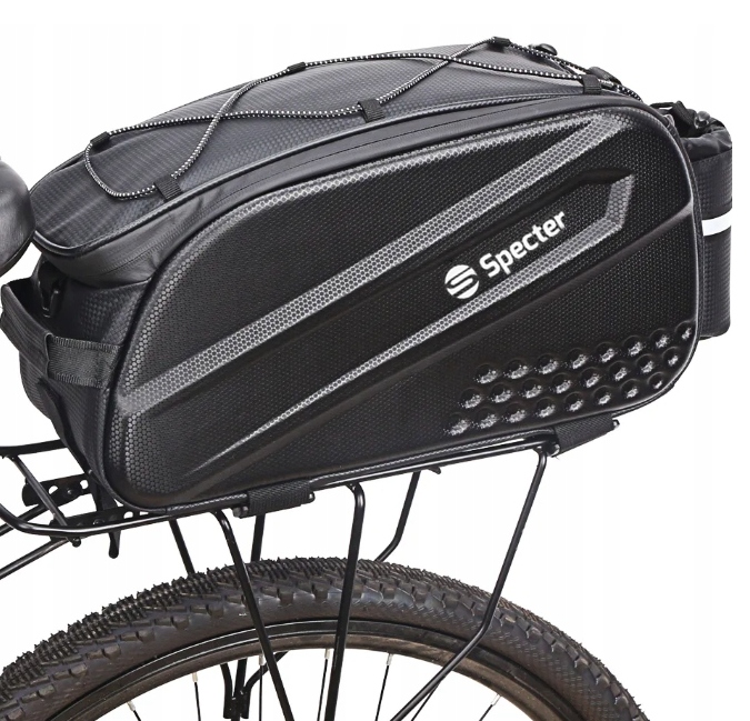 Torba Rowerowa Specter 14L Wodoodporna Na Bagażnik Rzep Odblaski Bidon