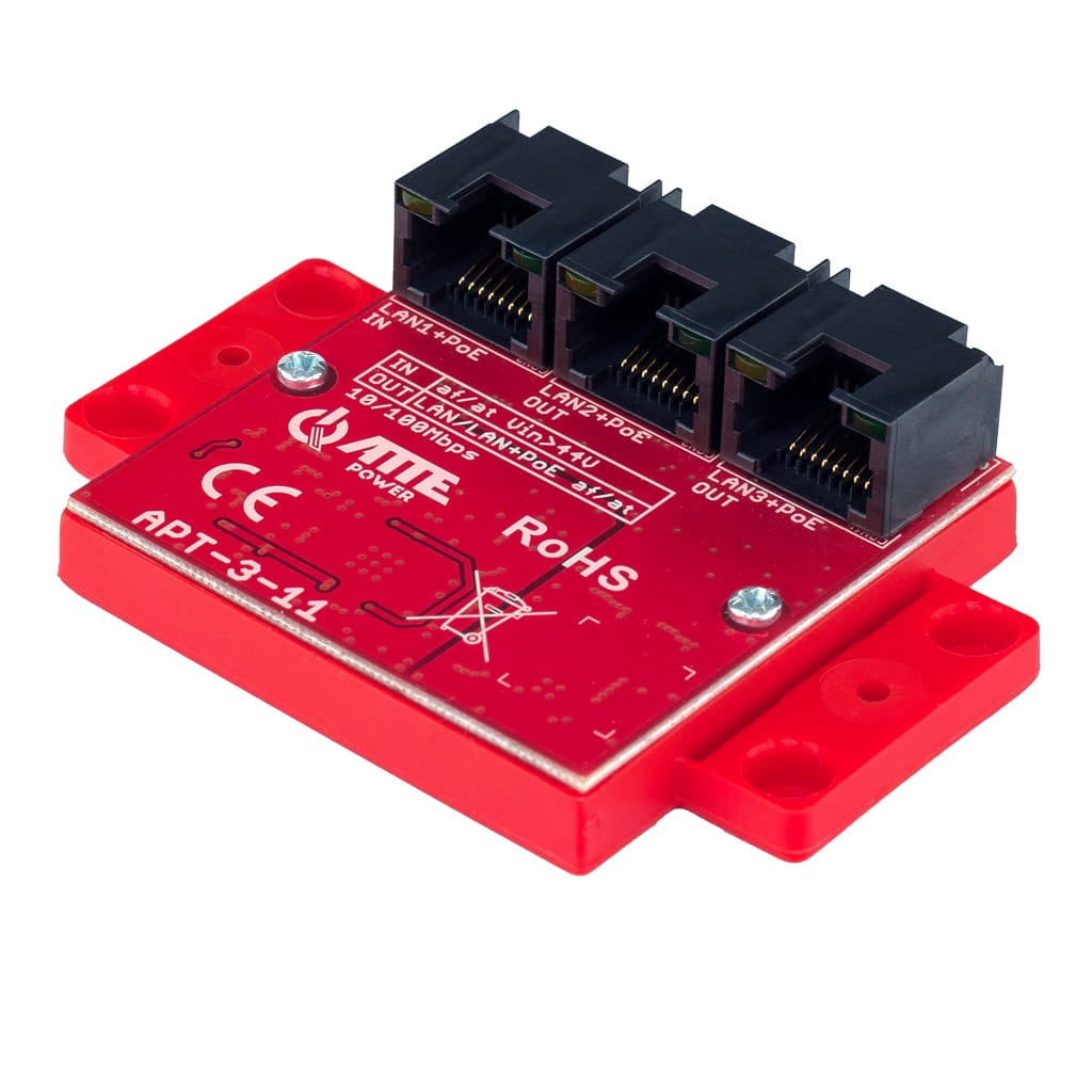 Switch PoE 3-portový 10/100Mbps APT-3-11 Atte, extender napájený PoE