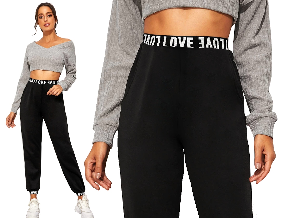 

Spodnie Dresowe Super Wygodne Taśma Napisy Love