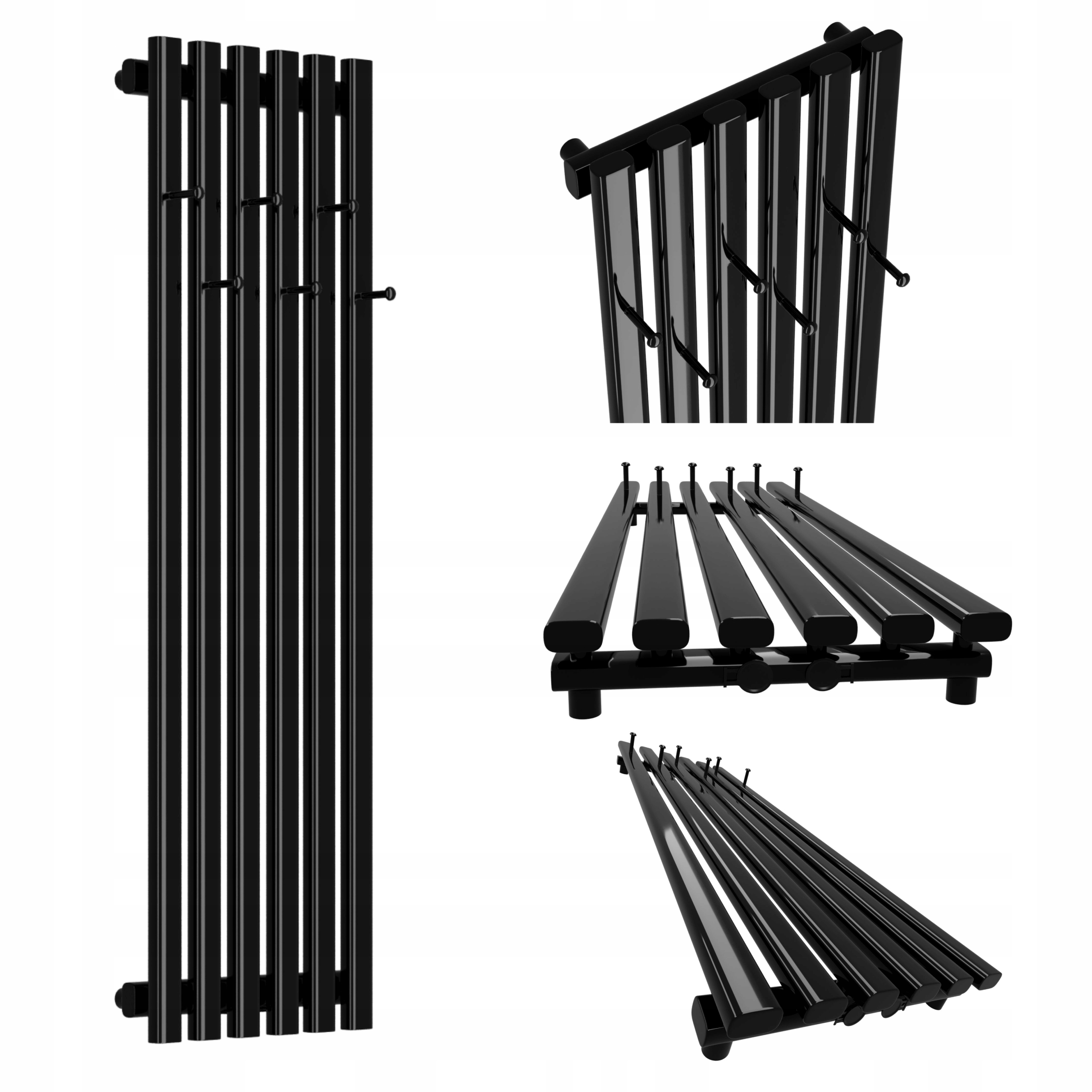 Dekorativní radiátor HORYZONT6 Hook 120x45 černý lesk