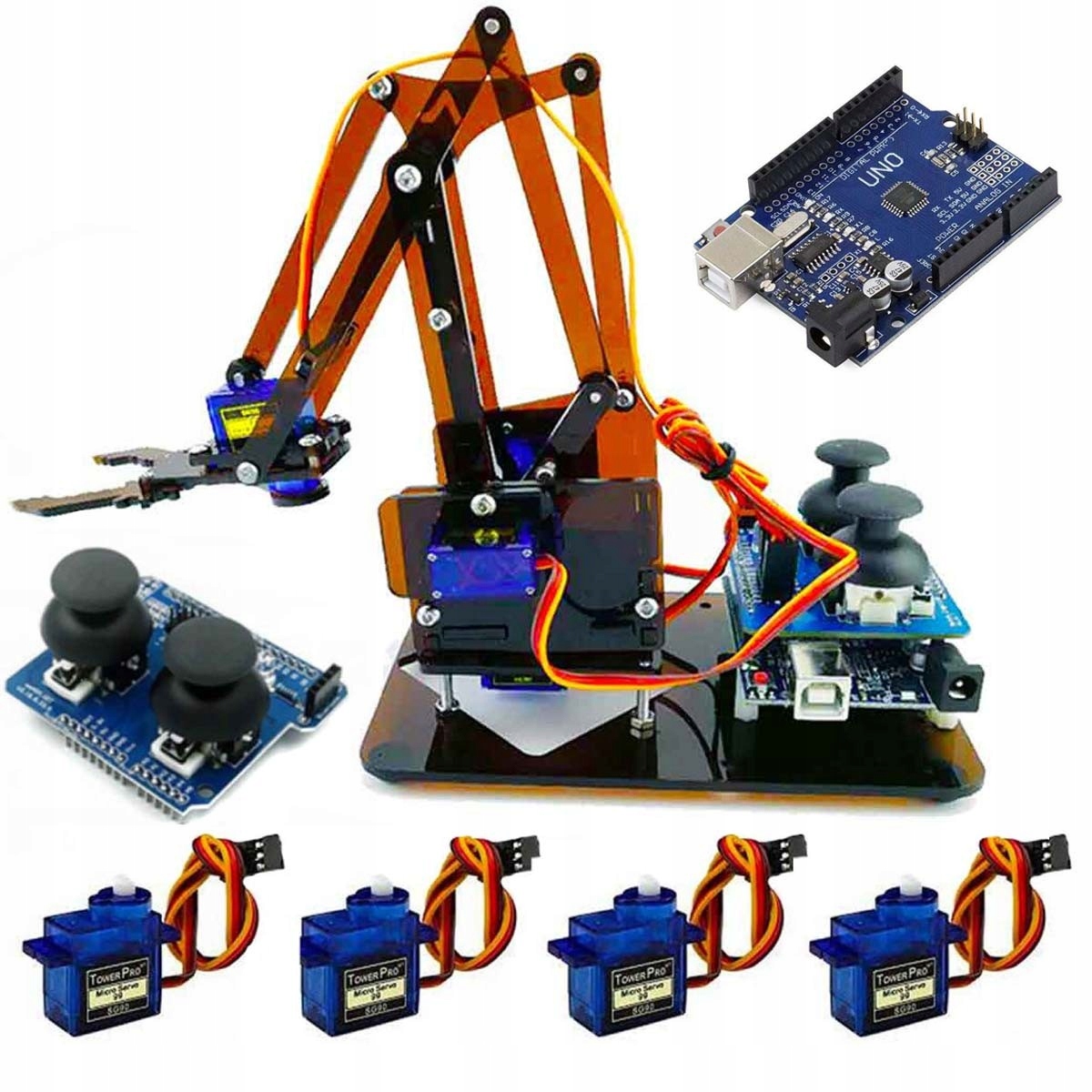 Robotické rameno robota 4DOF joystick serva mikrokontrolér kompatibilní s Arduino