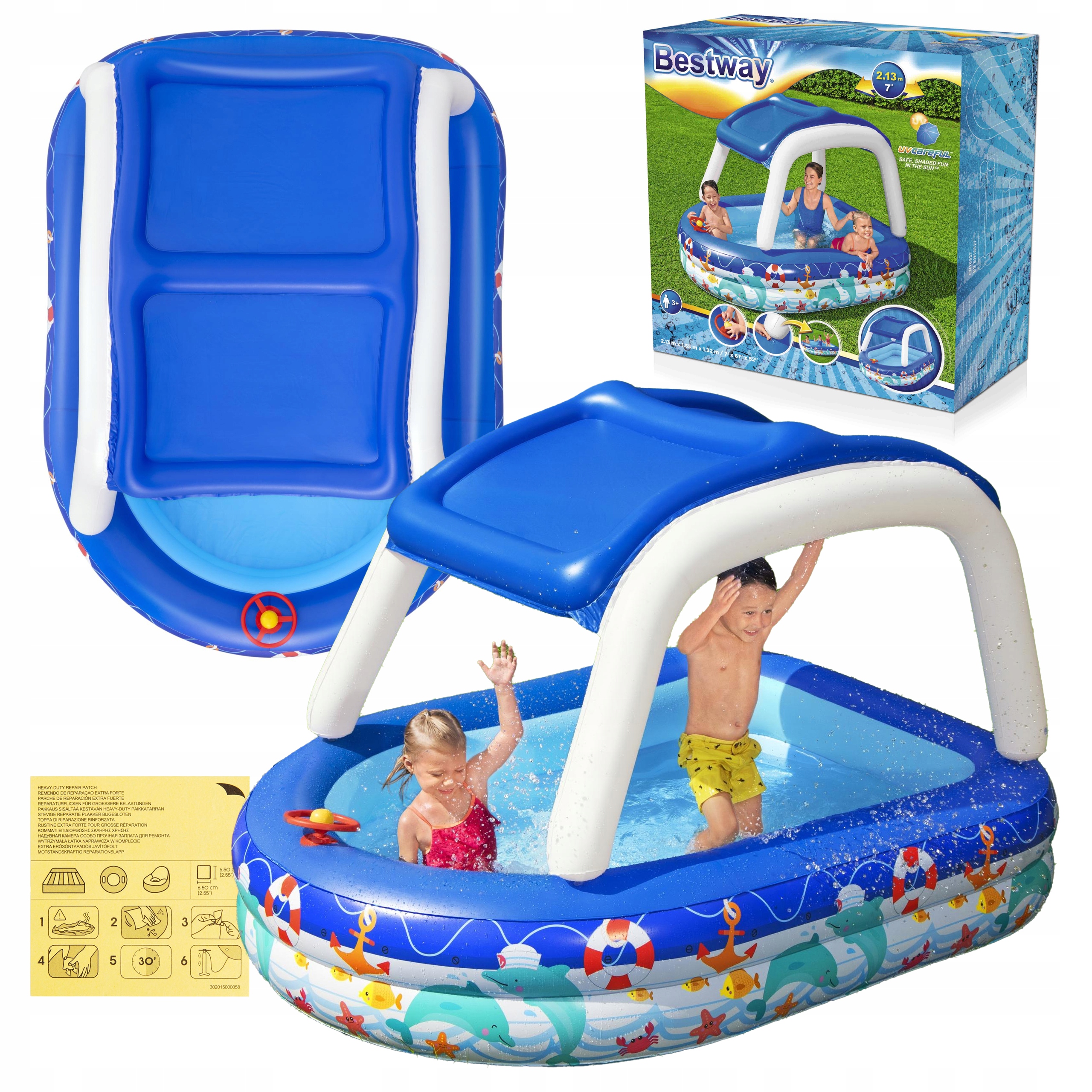 Bazén Zahradní bazének Brouzdaliště pro děti s odnímatelnou stříškou, nafukovací