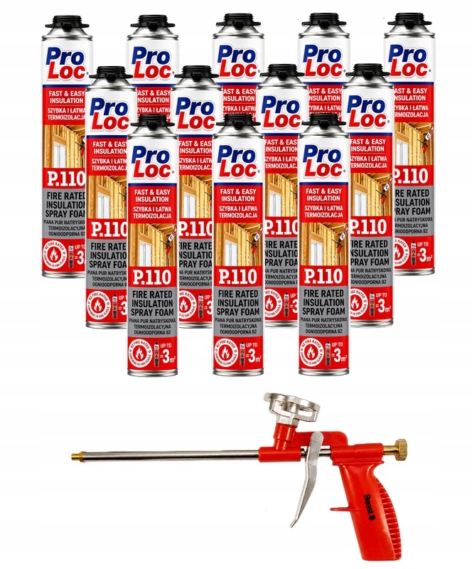 Pěnová pěna Pur Stříkací tepelná izolace 12 ks 850 ml 930 g do 36 m2