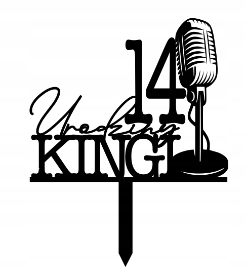 Topper na tort URODZINY MIKROFON śpiew wokalista napis MUZYKA IMIĘ CZARNY Marka Kapart