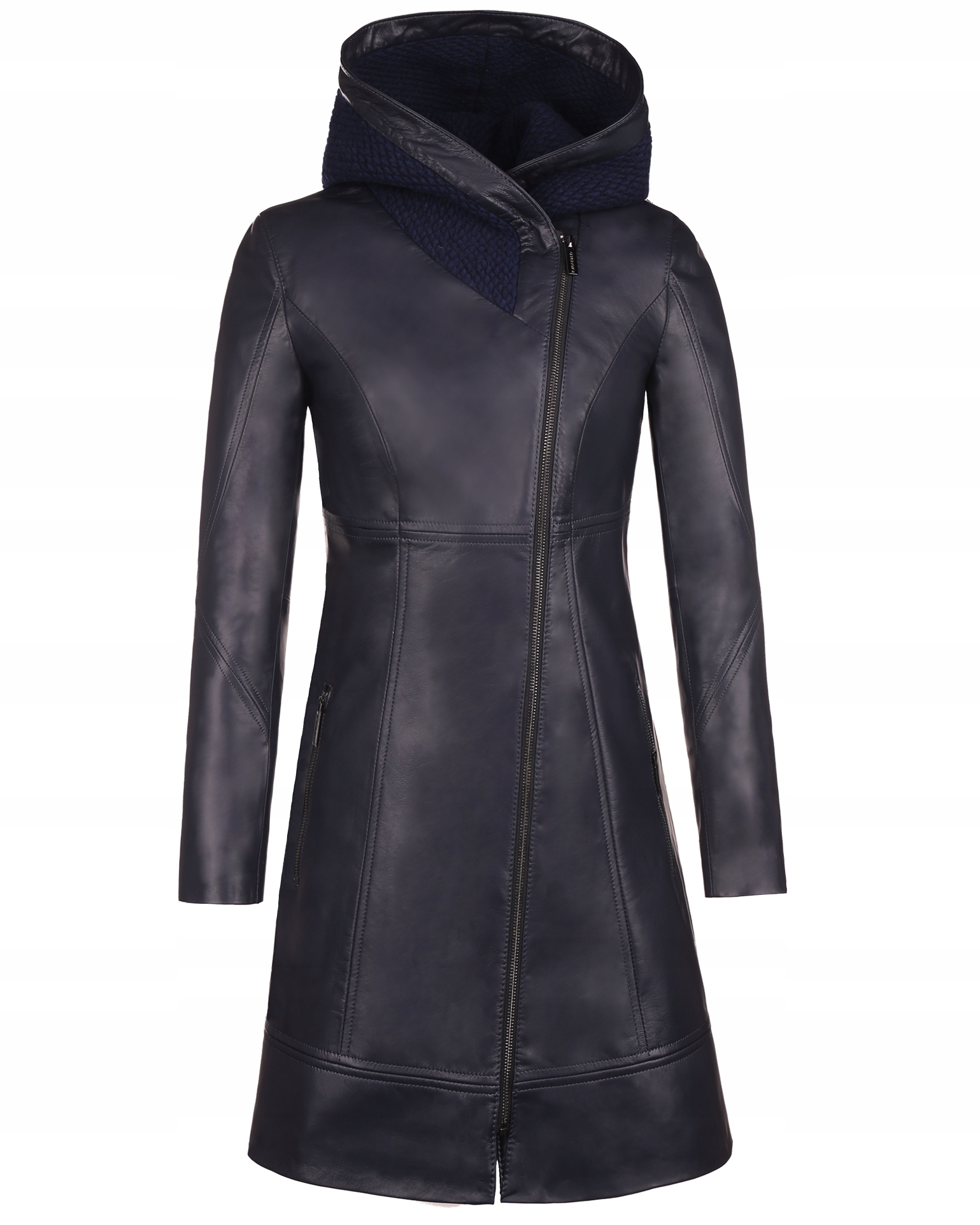 Modrý Dámský Kožený Kabát Roma 3XL/46