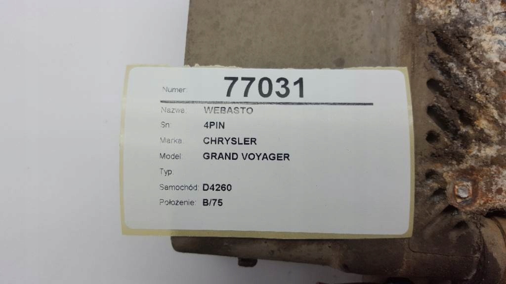 WEBASTO CHRYSLER GRAND VOYAGER 2006 2.8 CRD Producent części Webasto