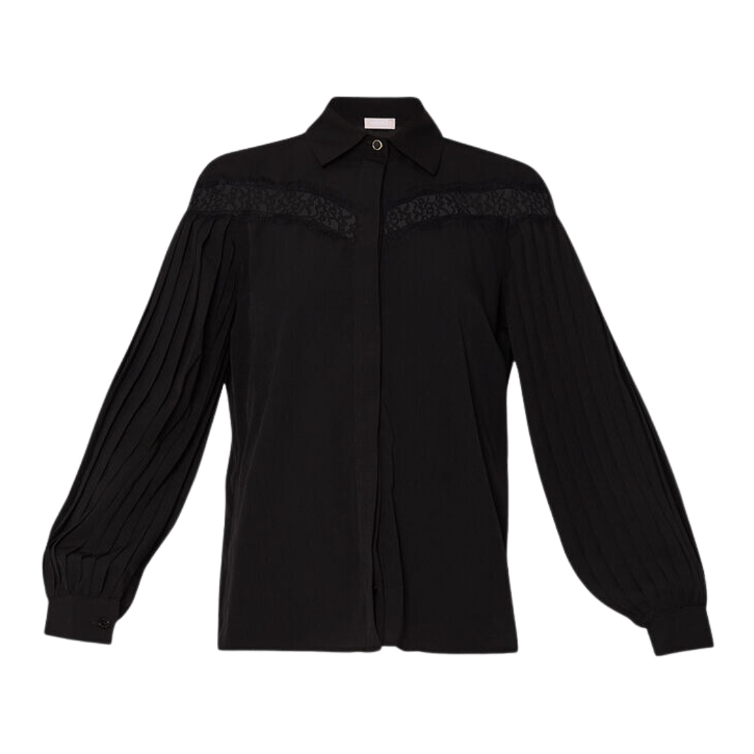 LIU JO - Košeľa s volánikovými rukávmi v čiernej farbe 36