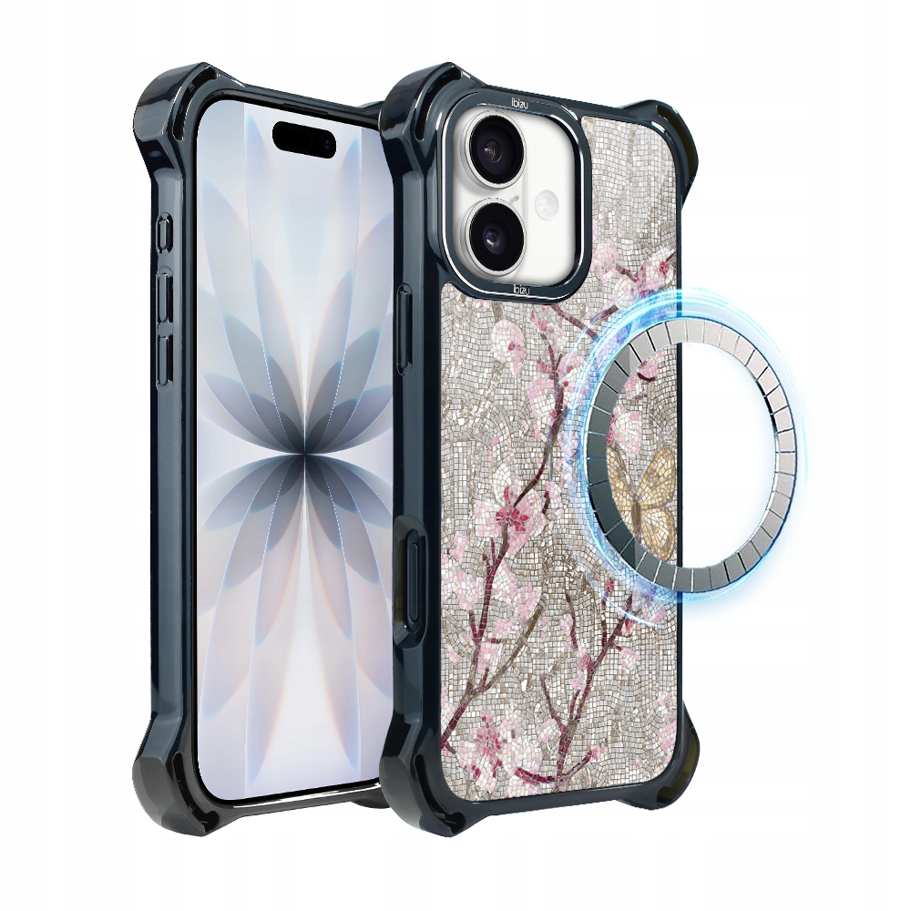 Pouzdro pro iPhone 17 Ibizu DropGuard Ultra s MagSafe, Mozaika kvetoucí třešně