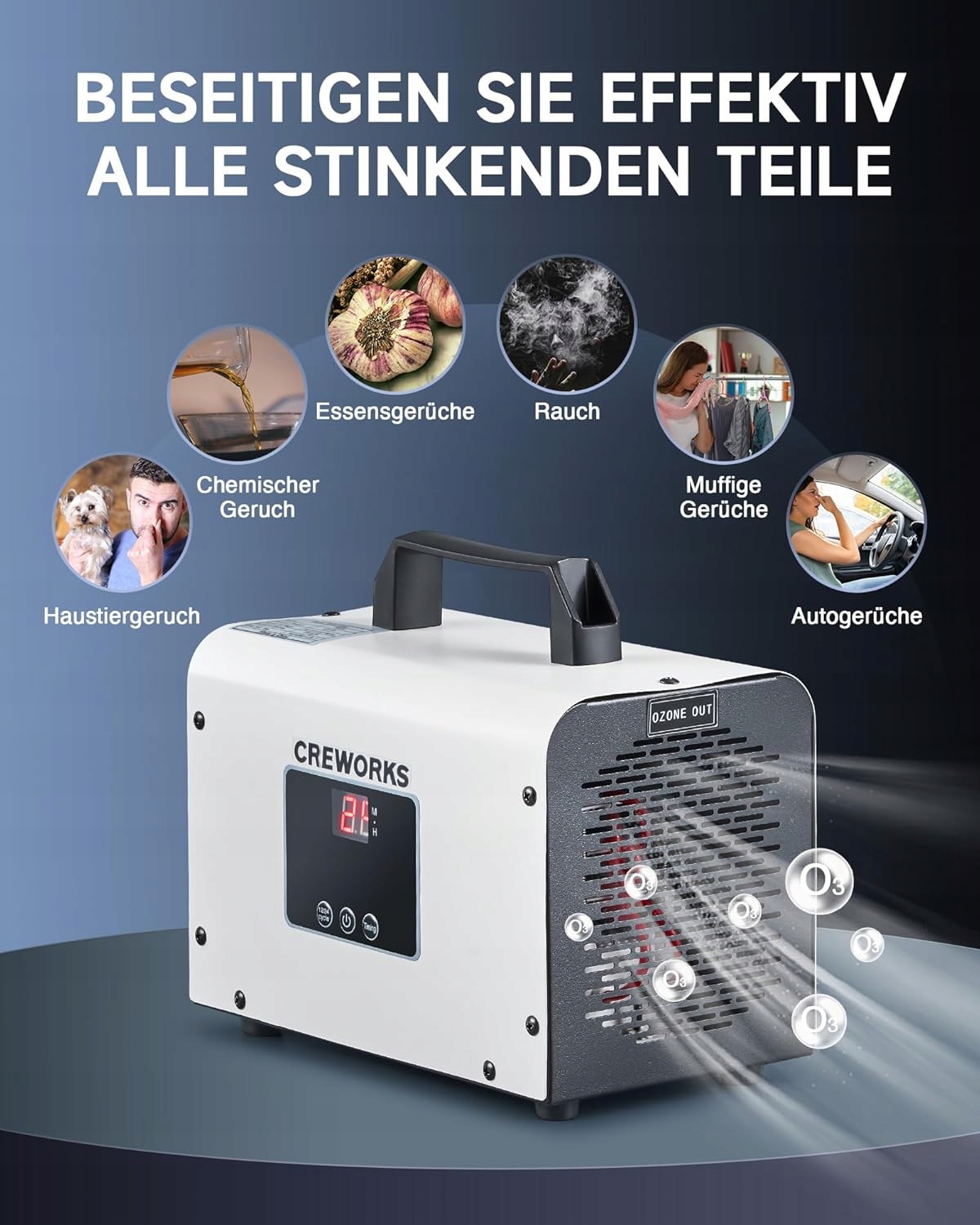 Generator ozonu CREWORKS 15000 mg/h 300 m² Timer Marka inna