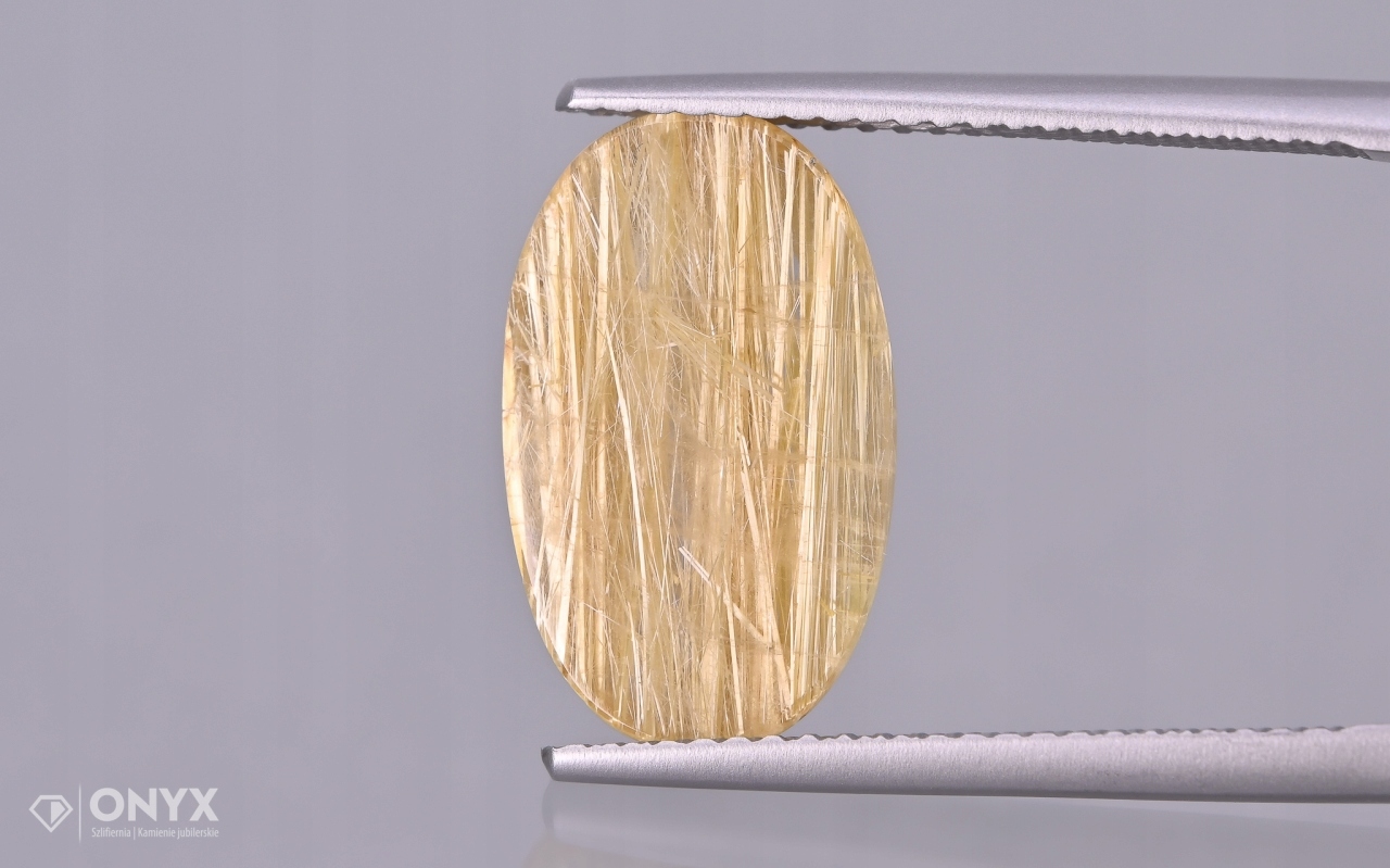 Křemen s rutilem mělký ovál 15x9,5 mm