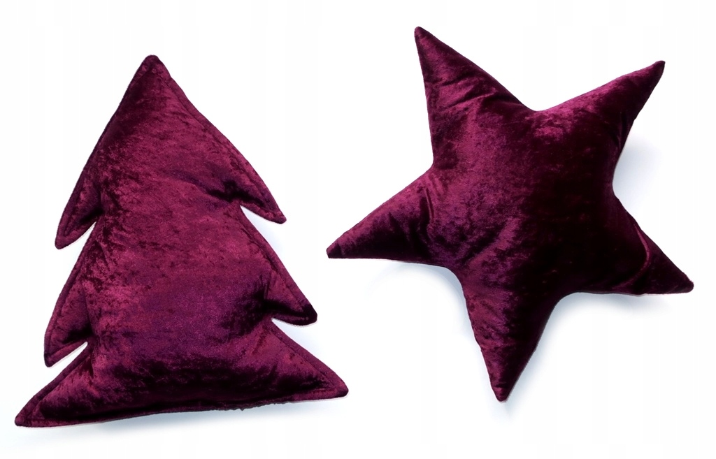 Sada Polštář Velký Vánoční Stromek Velurová Hvězdička Tmavě Fialová