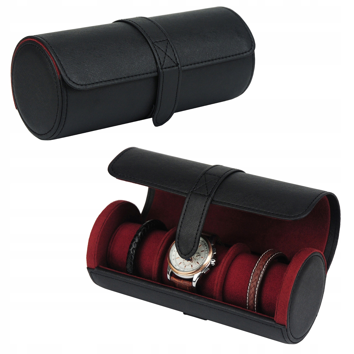 PODRÓŻNE ETUI NA 3 ZEGARKI ROLKA DZIELONA NA 3