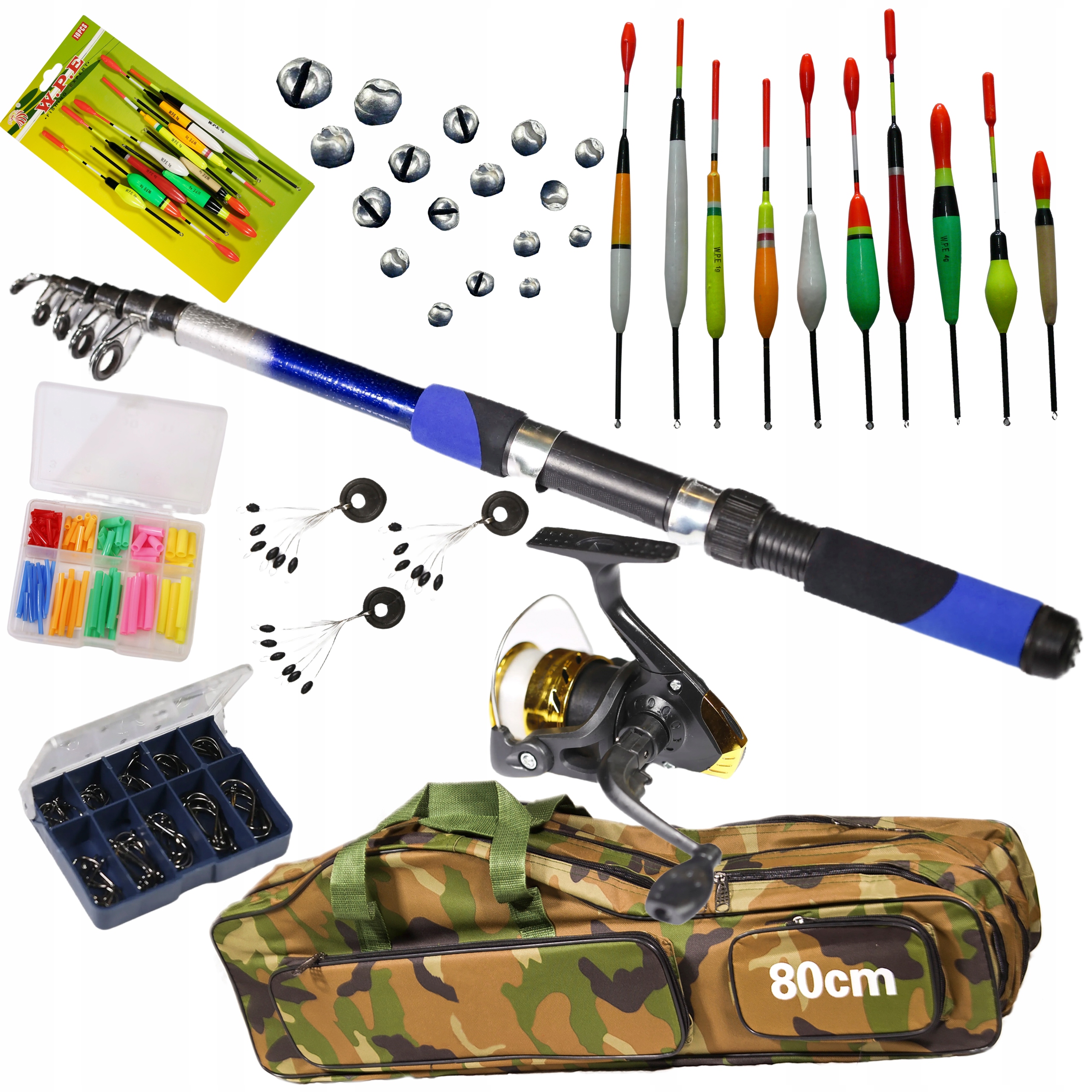 Rybářský set Splávkový prut 2,7 m, naviják, splávky SADA-W-19