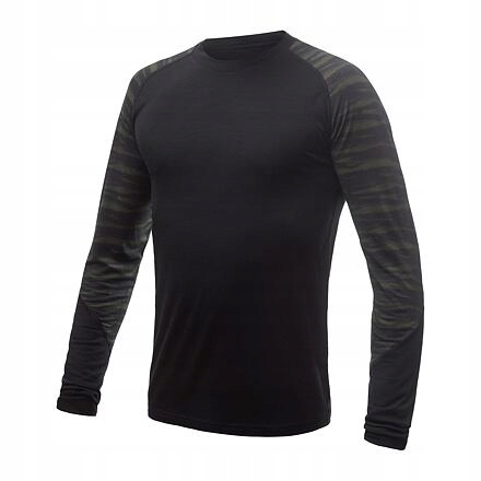 Sensor Merino Impress pánské triko dl.rukáv černá/batik velikost XXL