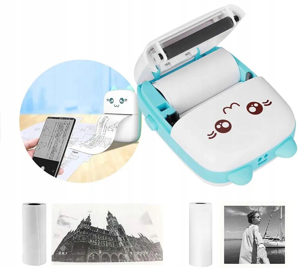 DRUKUŚ DRUKARKA TERMICZNA DO ZDJĘĆ BLUETOOTH MINI KOT + 11szt ROLEK PAPIERU Producent Inna