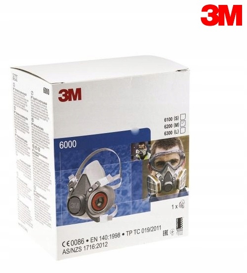 Maska Lakiernicza 3M Półmaska Przeciwyłowa 6200+Filtry Komplet ORYGINAŁ 3M Kod producenta 7000146847