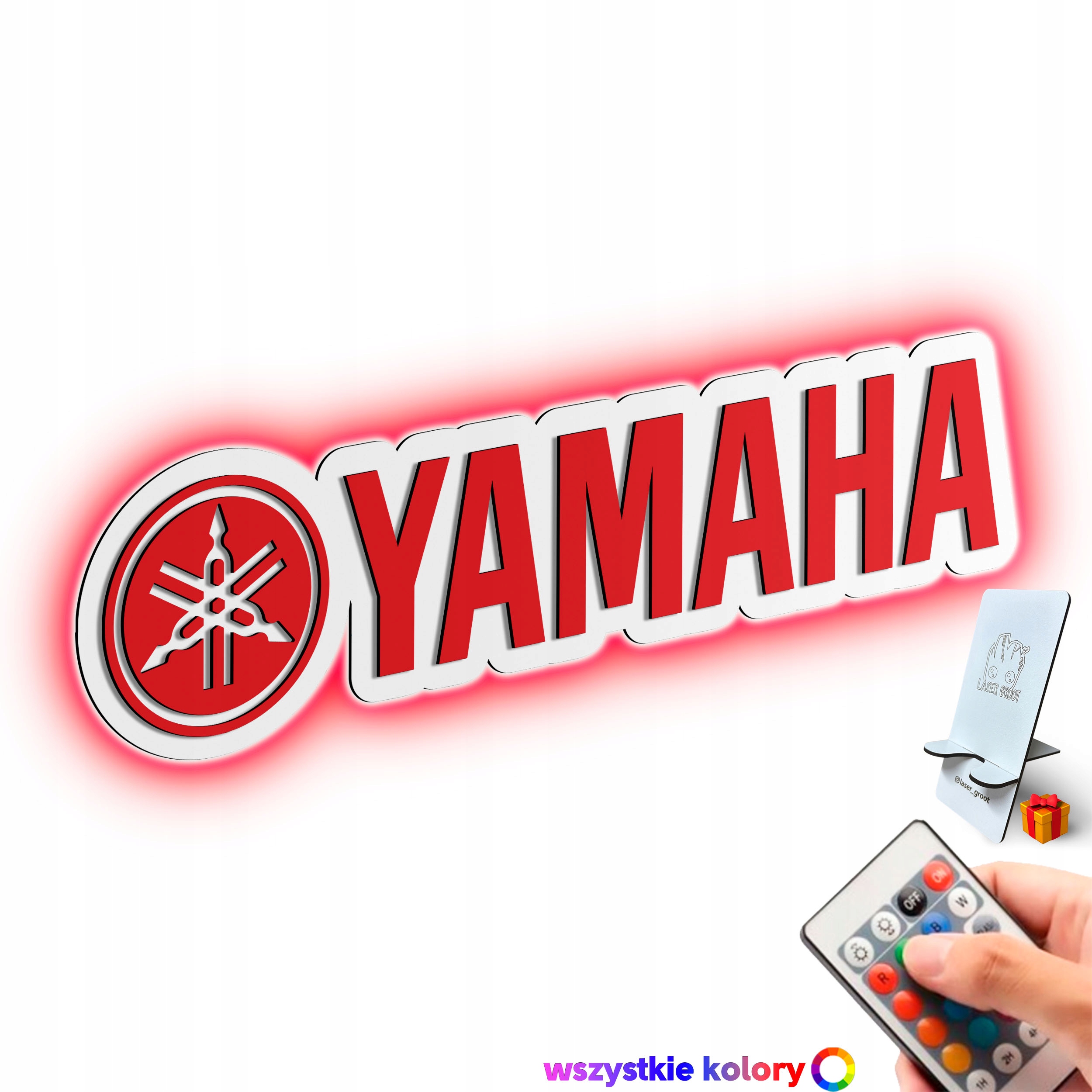 Dřevěný obraz 3D Logo Yamaha Nástěnná Dekorace Dárek Noční Lampa Led