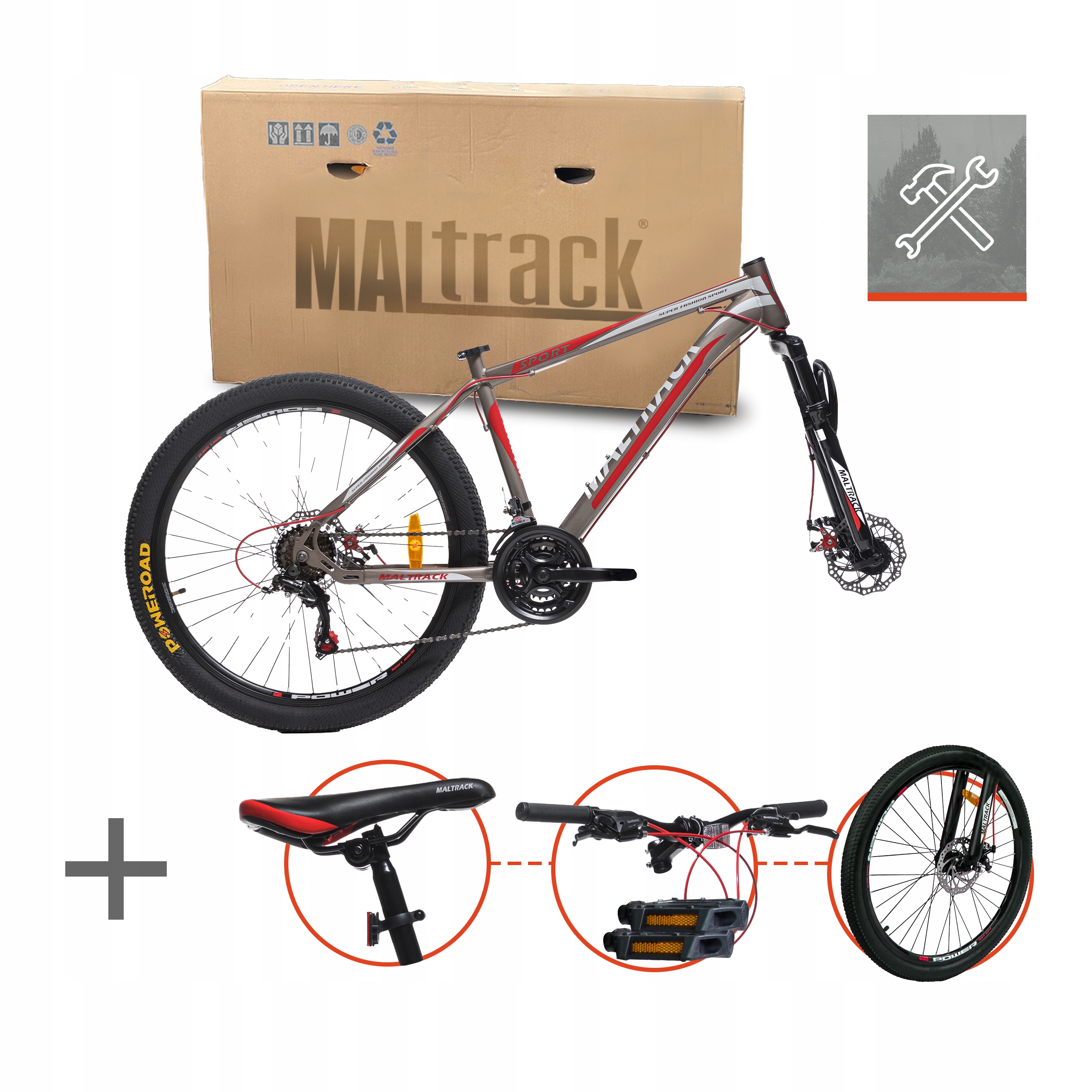 ROWER GÓRSKI MTB 26 SHIMANO 21 BIEGÓW SHIMANO 2 Tarcze RAMA 18" KOŁA 26" Rozmiar koła (