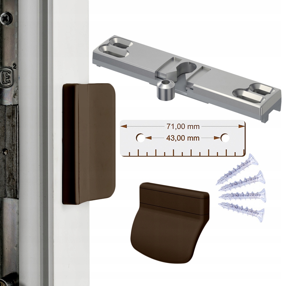 KLAMKA DO OKIEN ZATRZASK BALKONOWY UCHWYT POCHWYT DRZWI BALKONOWYCH BRĄZOWA
