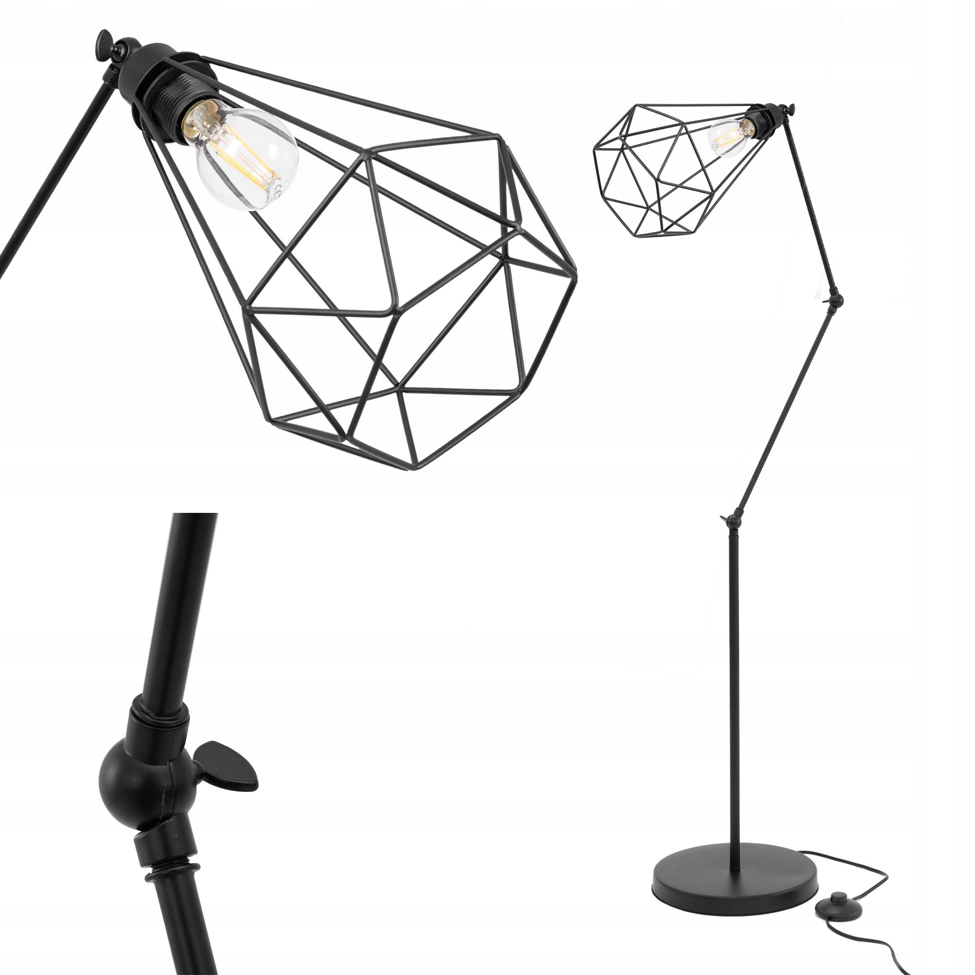 

Lampa Stojąca Podłogowa Black Loft Czarna Reno