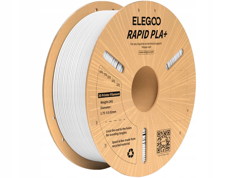 Filament Elegoo Rapid Pla+, Średnica 1.75 mm, 1 kg (1 szt.) Biały