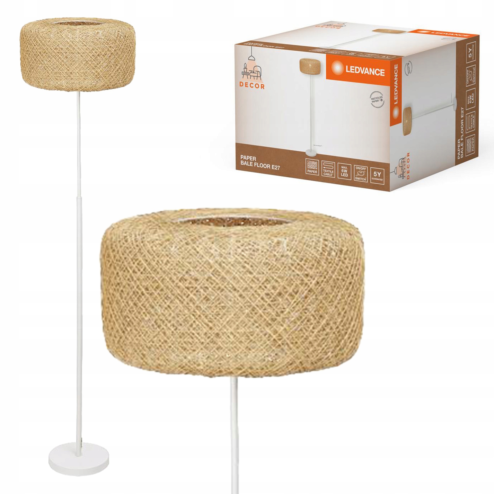 Podlahová lampa Dekoratívna stojaca lampa E27 Béžová Decor Ledvance