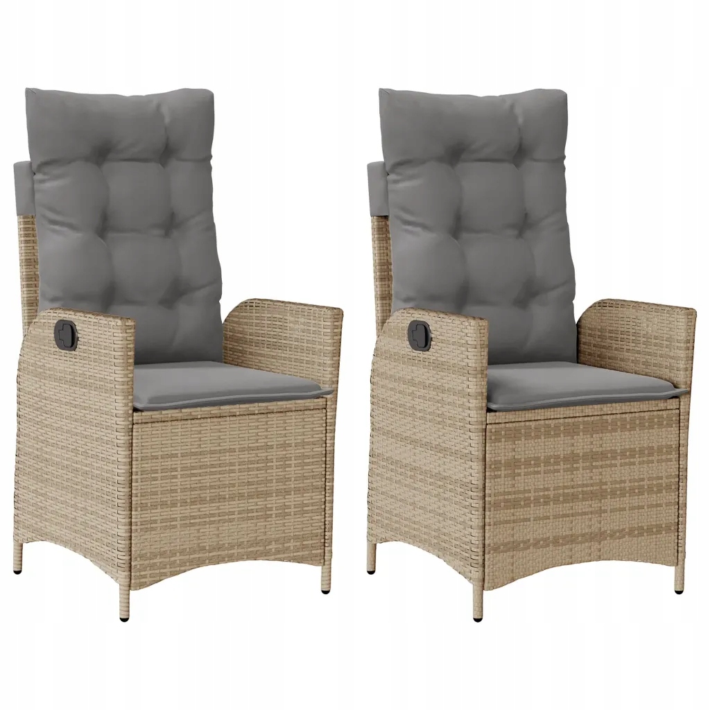 Skládací zahradní židle s polštáři, béžová melange, 57 x 61 x 93 cm