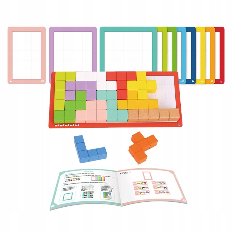

Drewniane Puzzle 3D Tetris Układanka Montessori