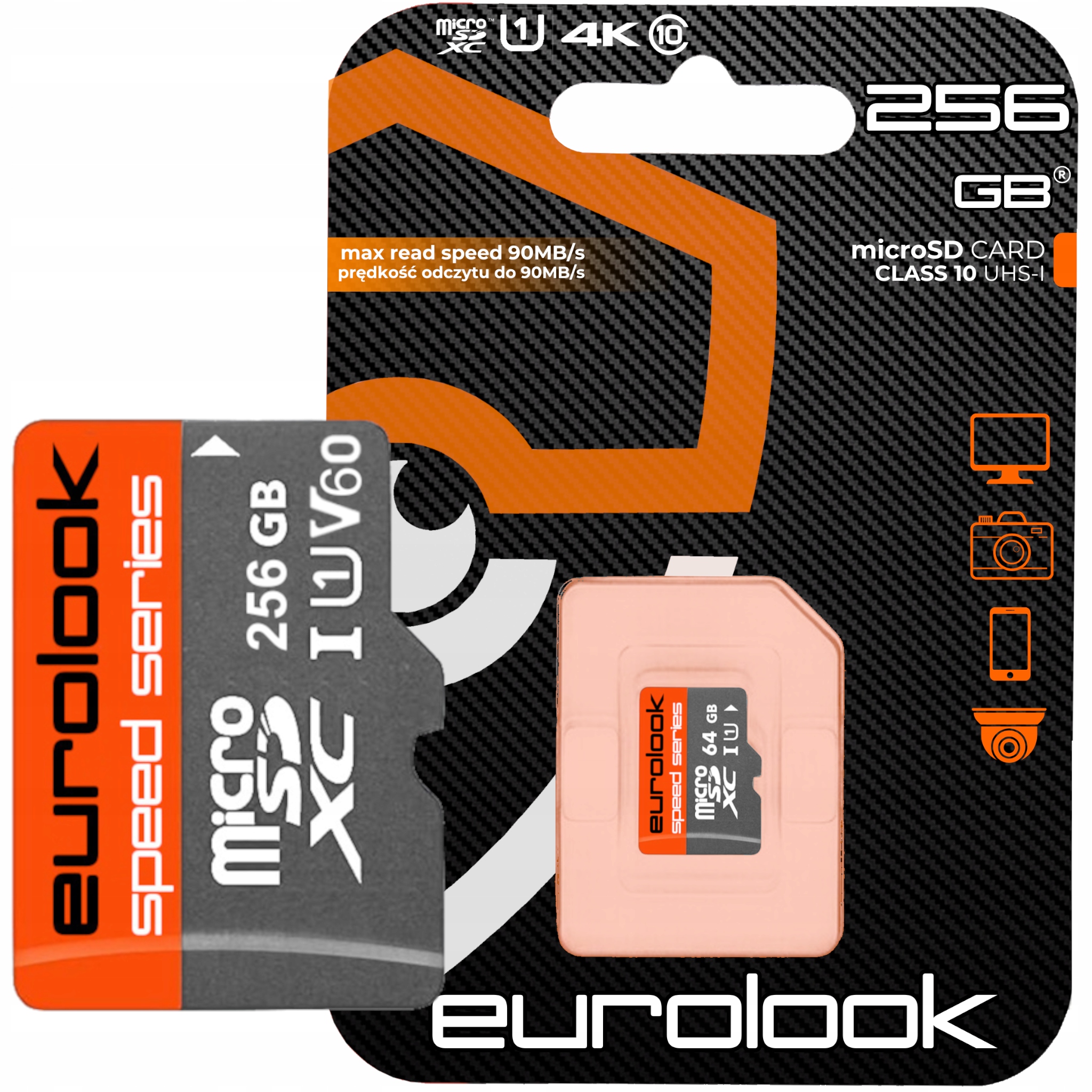 Paměťová karta MicroSD Hc V60 U1 Class 10 256 Gb určená pro Ip kamery WiFI