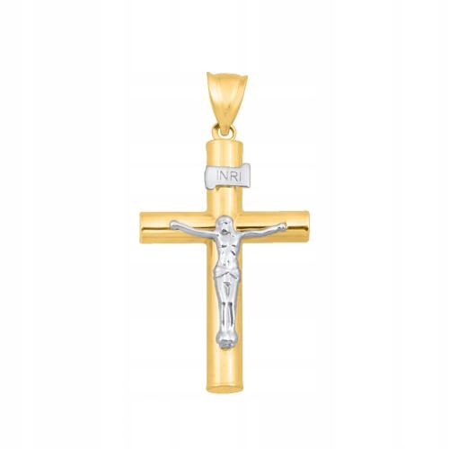 Křížek ze zlata 585 s bílým obrázkem Krista jako dárek