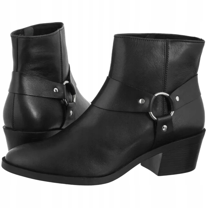 Dámské Kožené Boty Kotníkové Boty na Podpatku Ryłko Černé 4WVI9_X Black