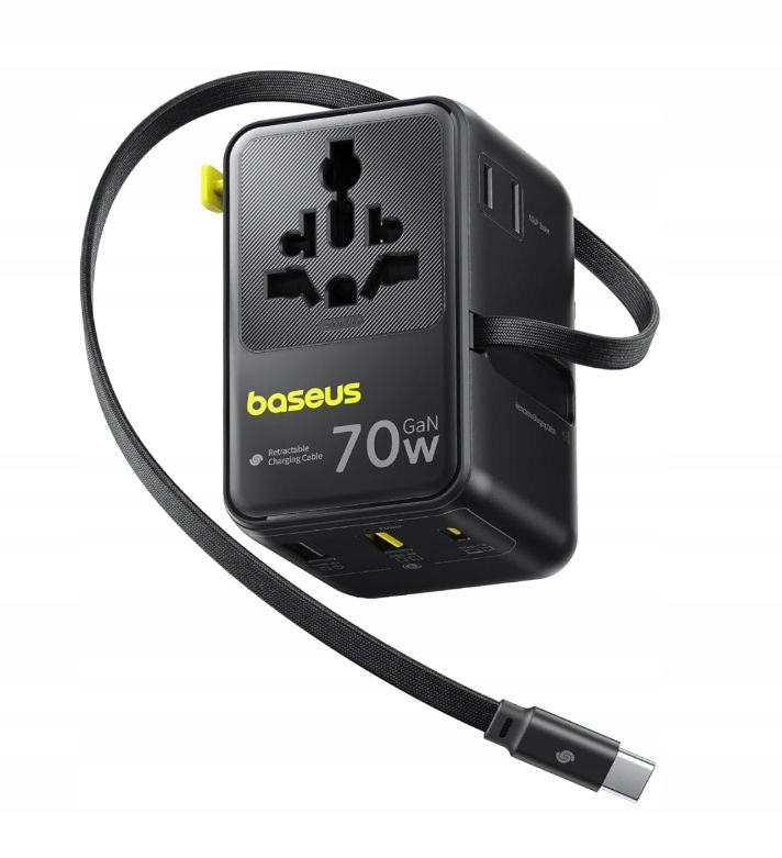 Adapter podróżny Baseus EnerCore CG11 70W 6w1 ze zwijanym kablem Usb- C