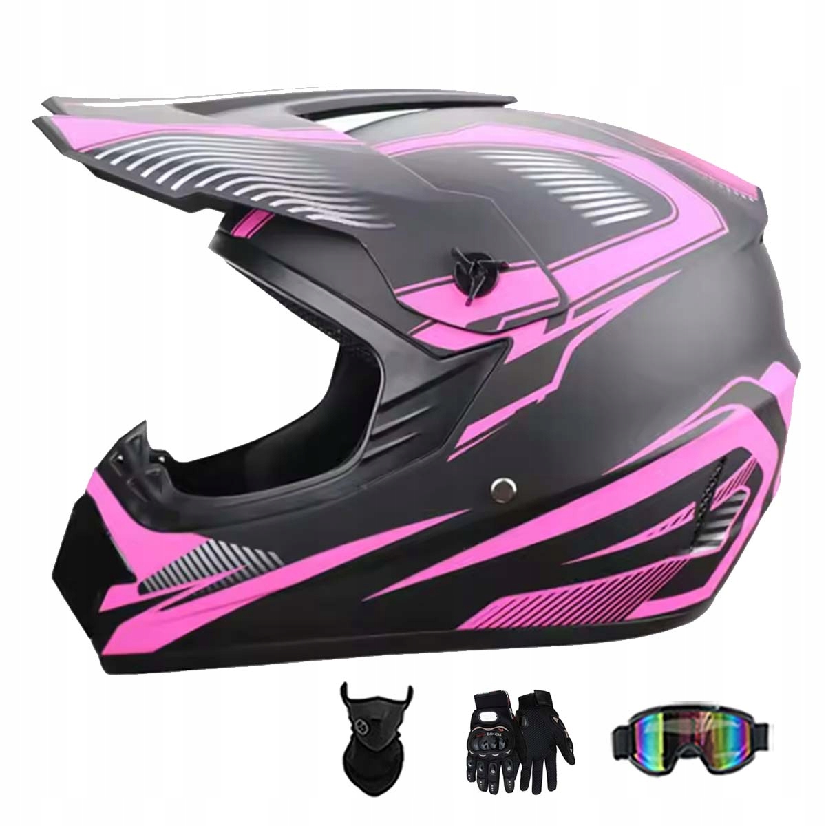 Motocyklová Přilba Lehká Enduro Quada Brýle Rukavice Maska S