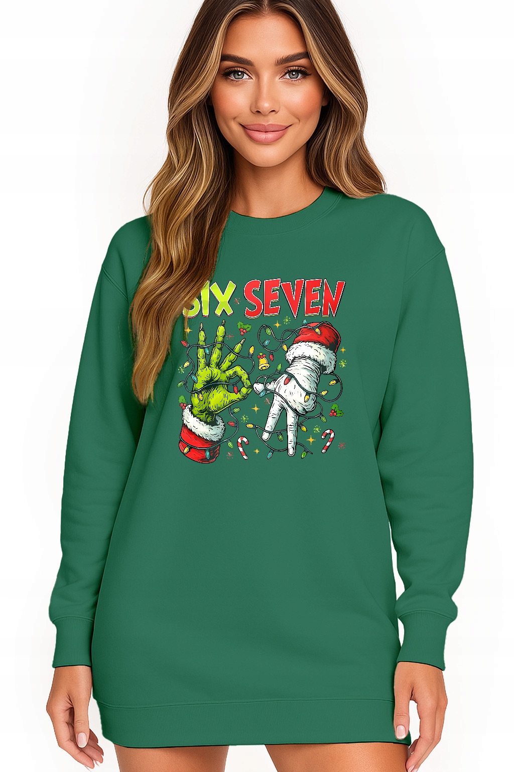 Mikina Vánoční Oversize Šaty Six Seven 67 Grinch Dárek S