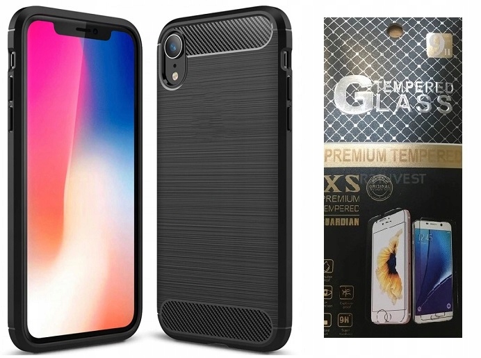 

Karbon Etui Carbon Case do iPhone Xr 6,1'' + Szkło
