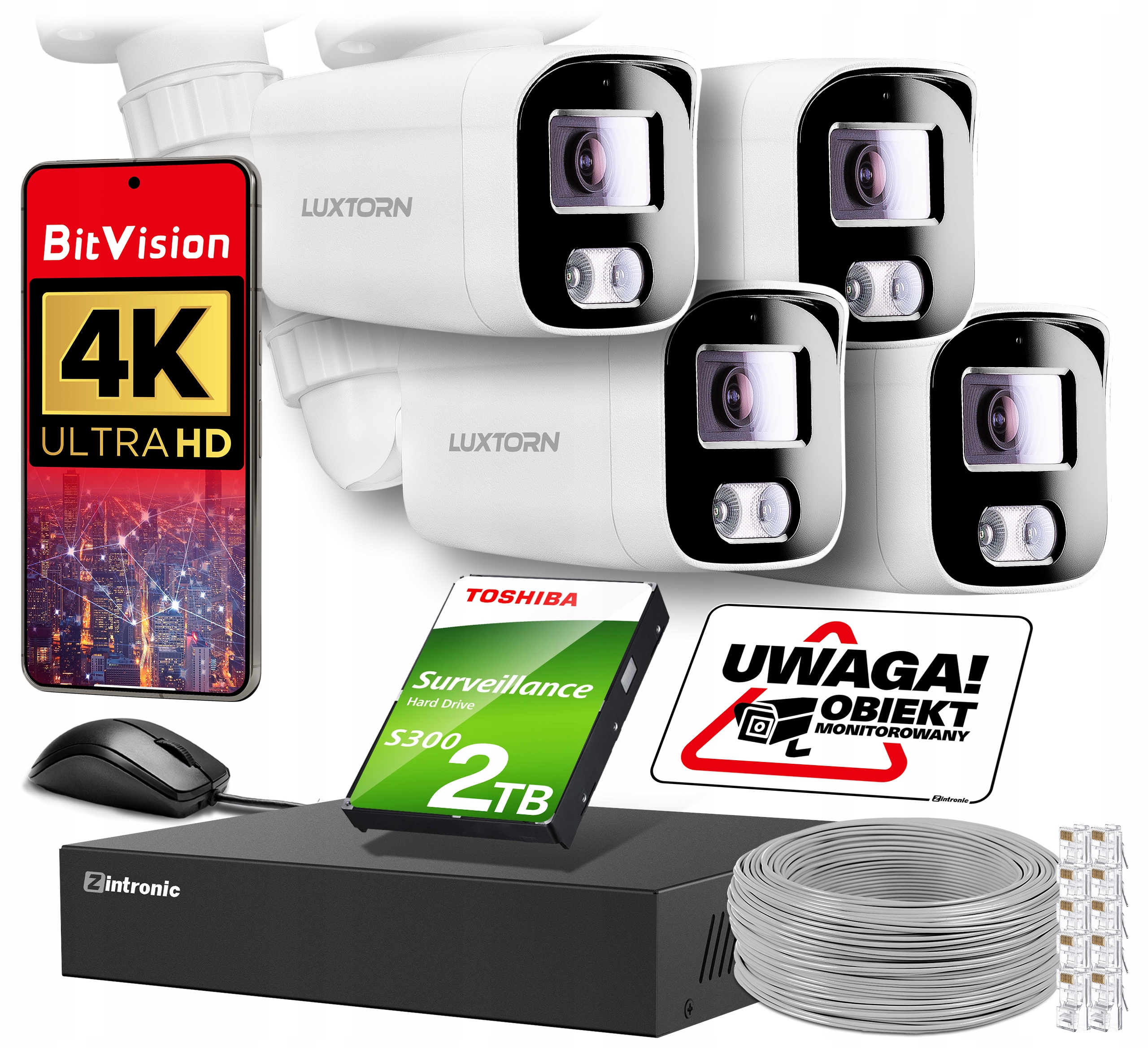 Zestaw kamer IP Luxtorn 4K Ultra HD 8 MP 9 kanałów PoE