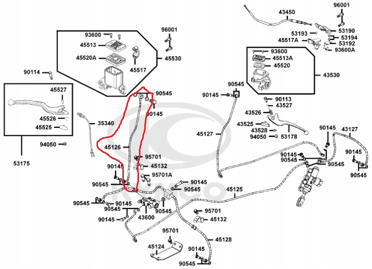 PRZEDNI PRZEWÓD HAMULCOWY Kymco MAXXER 450i 4x4