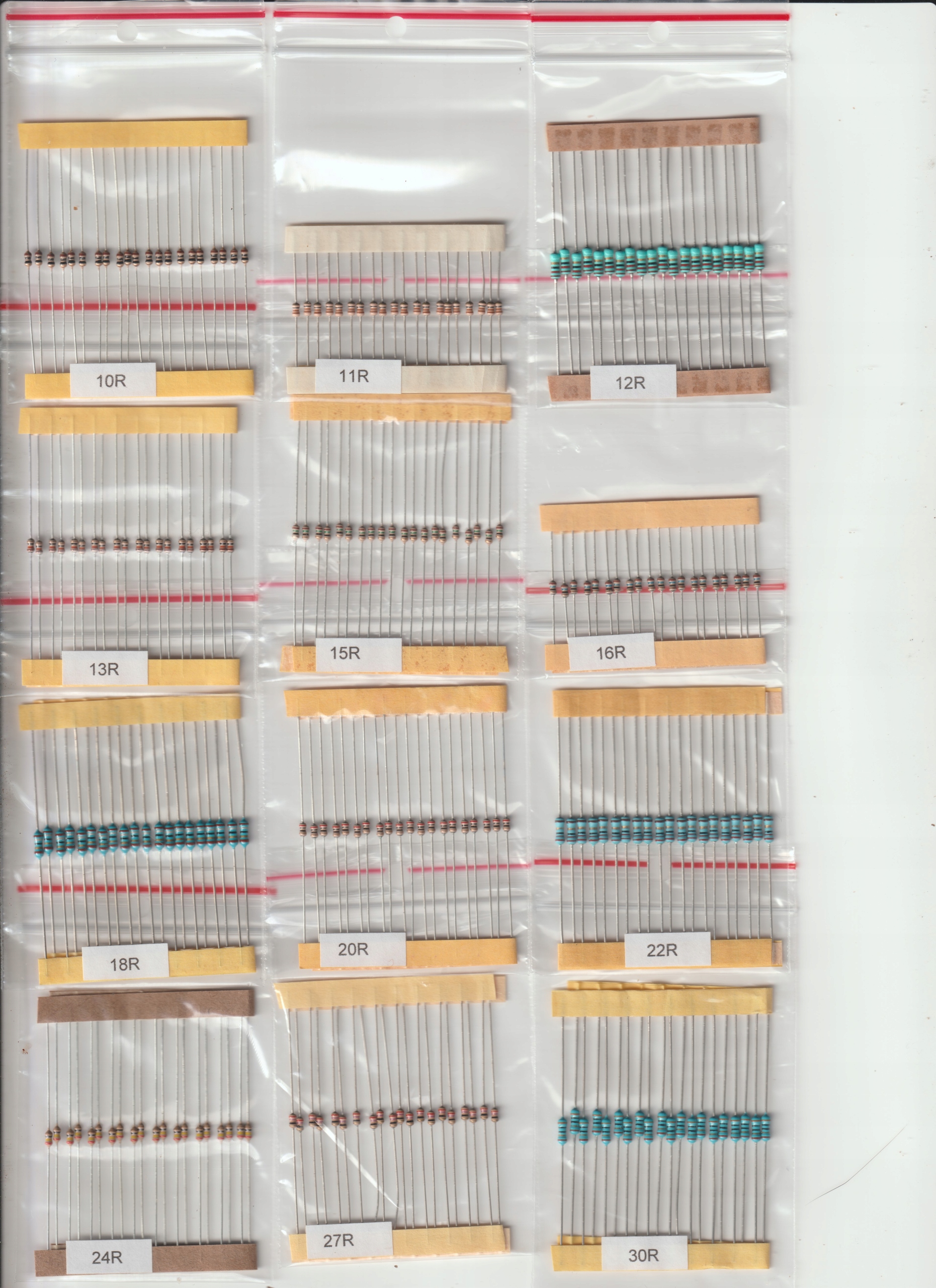 Zestaw Rezystorów Tht 10R-91R Szereg E-24