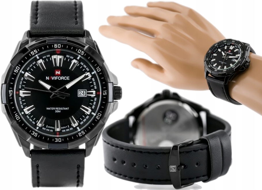 

Piękny Skórzany Zegarek Męski Analogowy Datownik