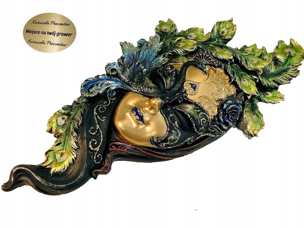 Nástenná Benátska Maska S Pávovými Pierkami Dekoračná Do Obývacej Izby Zberateľa