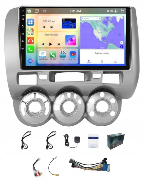 Rádio Navigácia Carplay Gps Honda Jazz 2001-2008 Android Bt Wifi 4GB 64GB