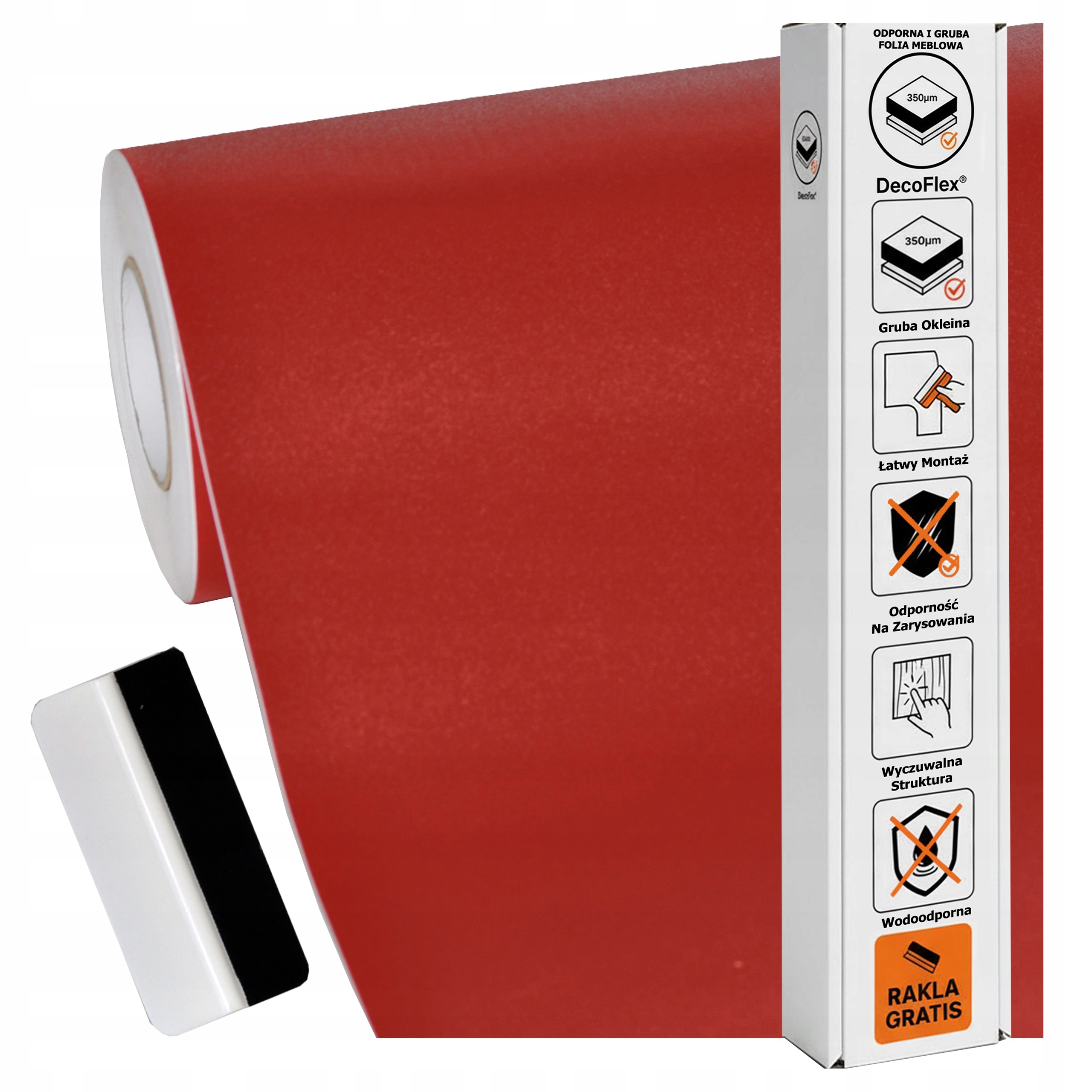 Nábytková dýha Samolepicí 60x500 cm Pracovní deska Dveře Silná struktura Červená