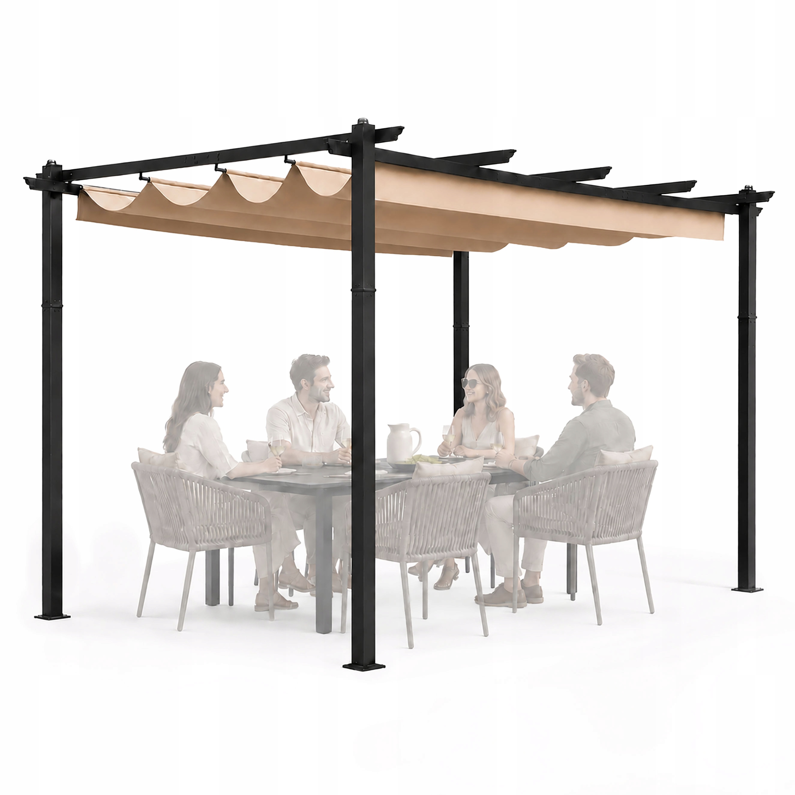 Pergola ogrodowa tarasowa 3x4m stalowa altana zadaszenie beżowa MultiGarden
